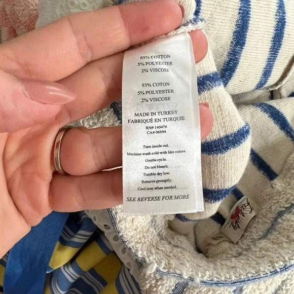 Faherty Pacífica Terry shorts stripes beige cream pockets drawstring coastal XS - Picture 5 of 6